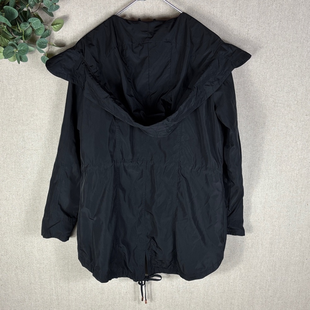 Steve Madden Black Hooded Rain Jacket Medium - Picture 7 of 9